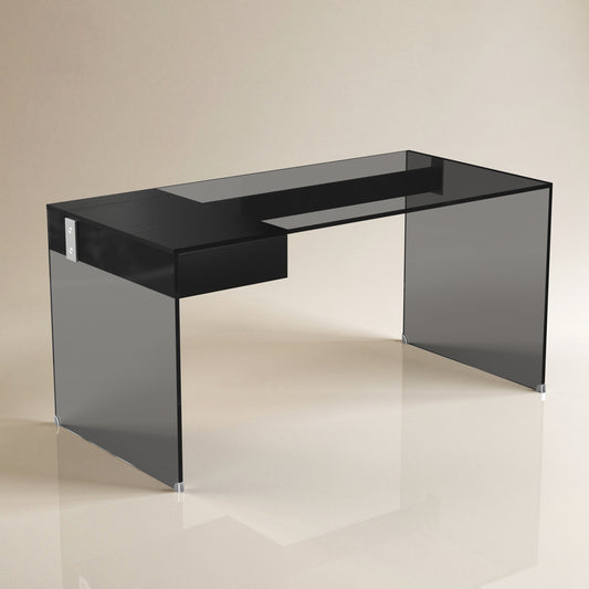 Desk D64-FK-M001 Modern Tempered Glass Generous Tabletop Space 53.14"