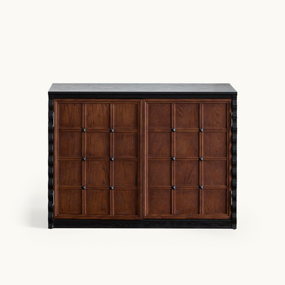 Gael Vintage Wall Storage Cabinet with Sliding Doors, Mid-Century Walnut Wall Cabinet