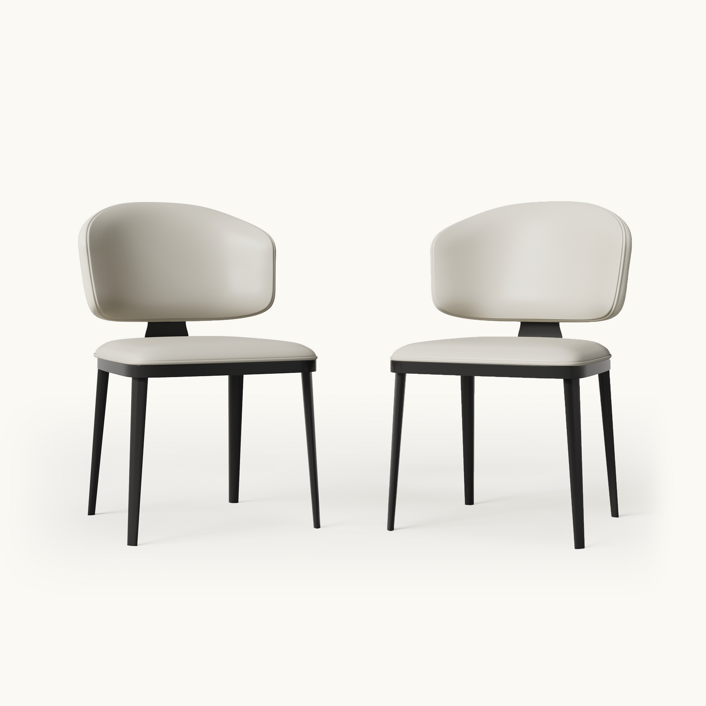 Modern Upholstered Dining Chairs Set of 2 Grey Leather Kitchen Chairs