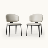 Modern Upholstered Dining Chairs Set of 2 Grey Leather Kitchen Chairs