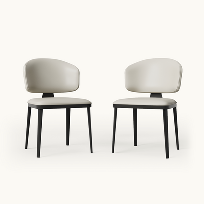 Modern Upholstered Dining Chairs Set of 2 Grey Leather Kitchen Chairs