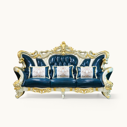 Imperial Sapphire Luxury Sofa Set – European Baroque Tufted Living Room Collection