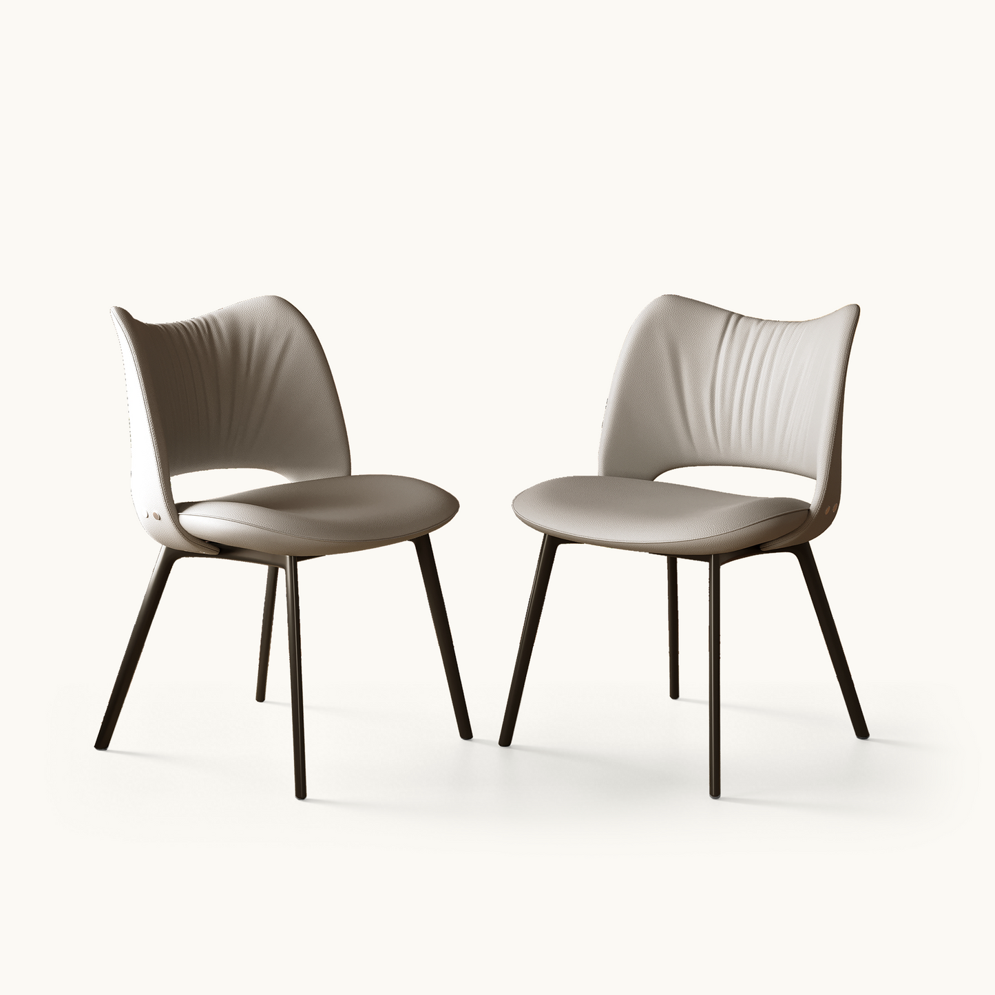 Modern Upholstered Dining Chairs Set of 2 with Curved Backrest & Carbon Steel Legs