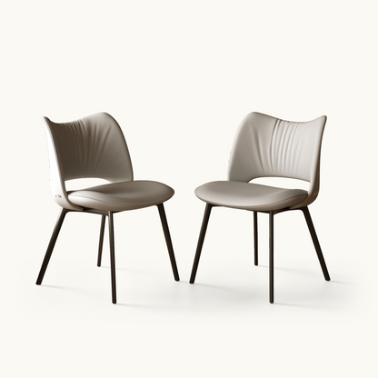 Modern Upholstered Dining Chairs Set of 2 with Curved Backrest & Carbon Steel Legs