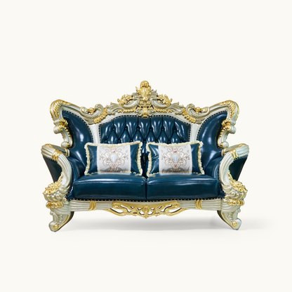 Imperial Sapphire Luxury Sofa Set – European Baroque Tufted Living Room Collection
