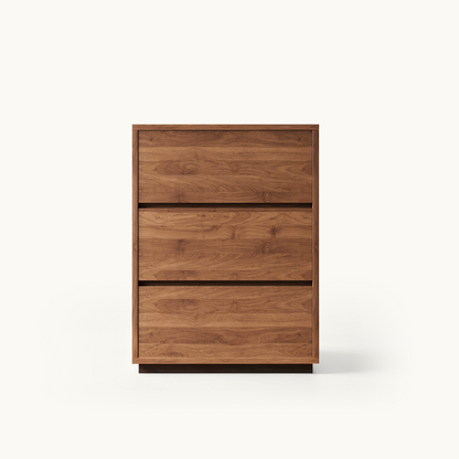 Mid-Century Modern 3-Drawer Cabinet 23.62" with Walnut Finish & Hidden Storage