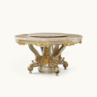 Royale Opulence Round Dining Table with Lazy Susan – French Palace Dining Collection