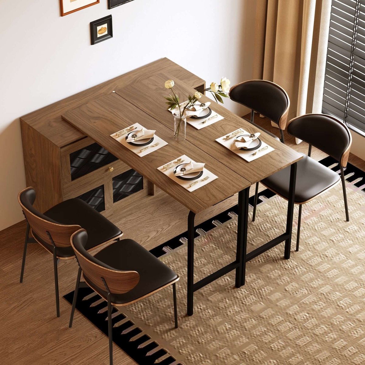 Cabinet D60 - FK - M001 Mid - Century Modern Extendable Swivel Desk Top - FamiDear