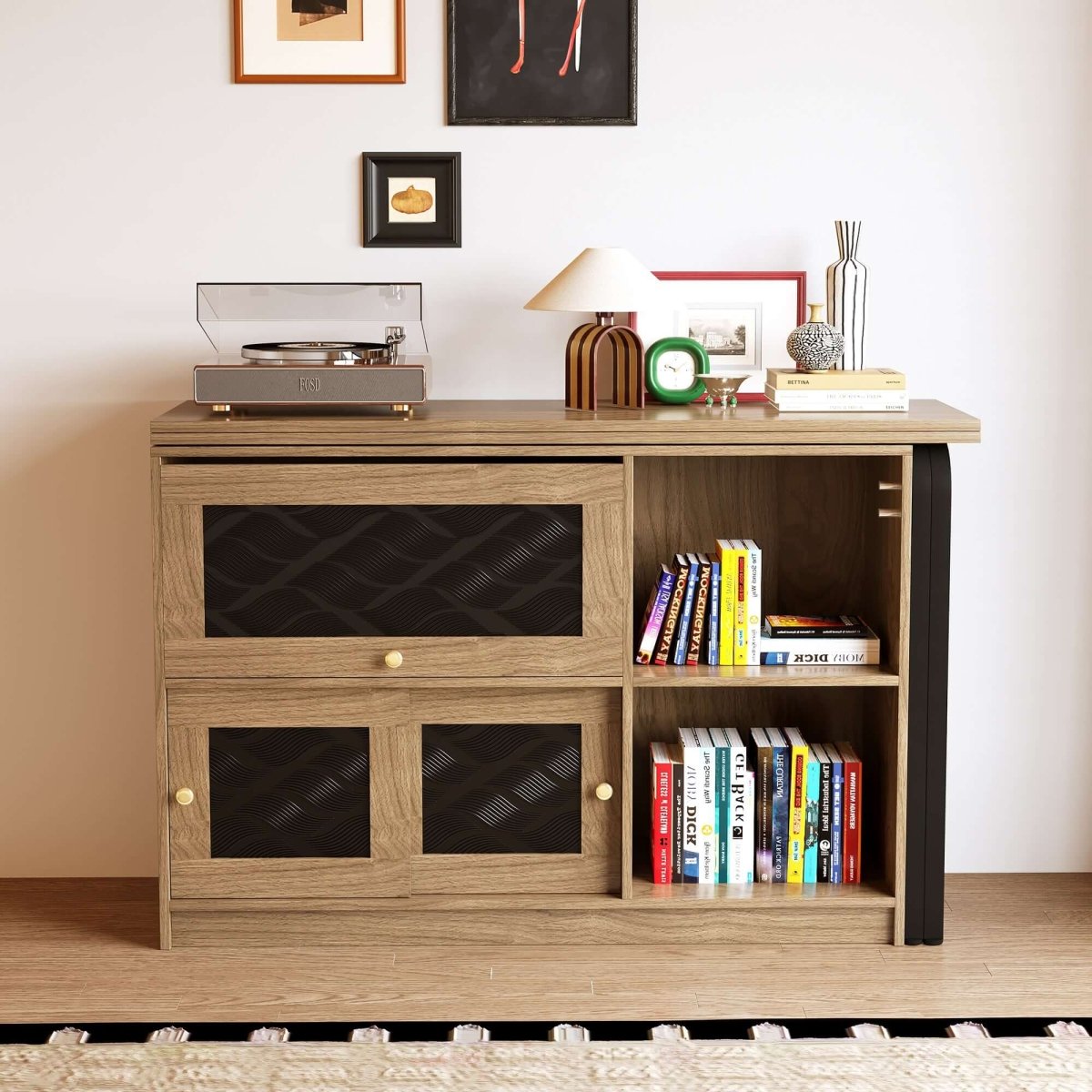 Cabinet D60 - FK - M001 Mid - Century Modern Extendable Swivel Desk Top - FamiDear