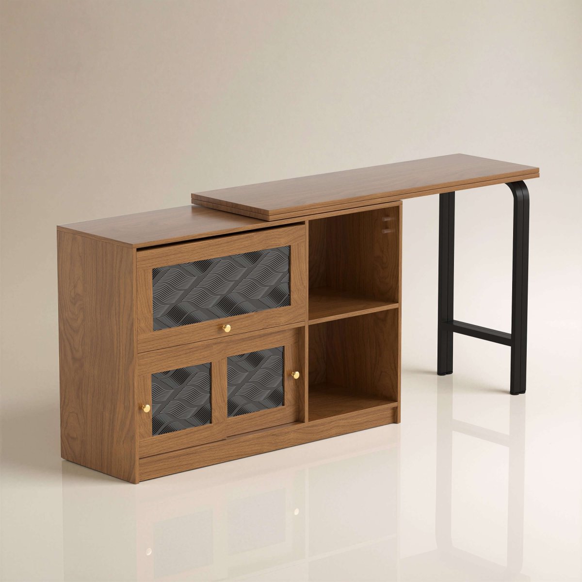 Cabinet D60 - FK - M001 Mid - Century Modern Extendable Swivel Desk Top - FamiDear