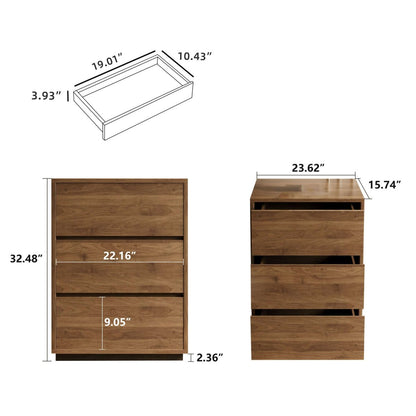 Cabinet S68 - FK - M001 Mid - Century Modern with 3 Drawers 23.62" - FamiDear