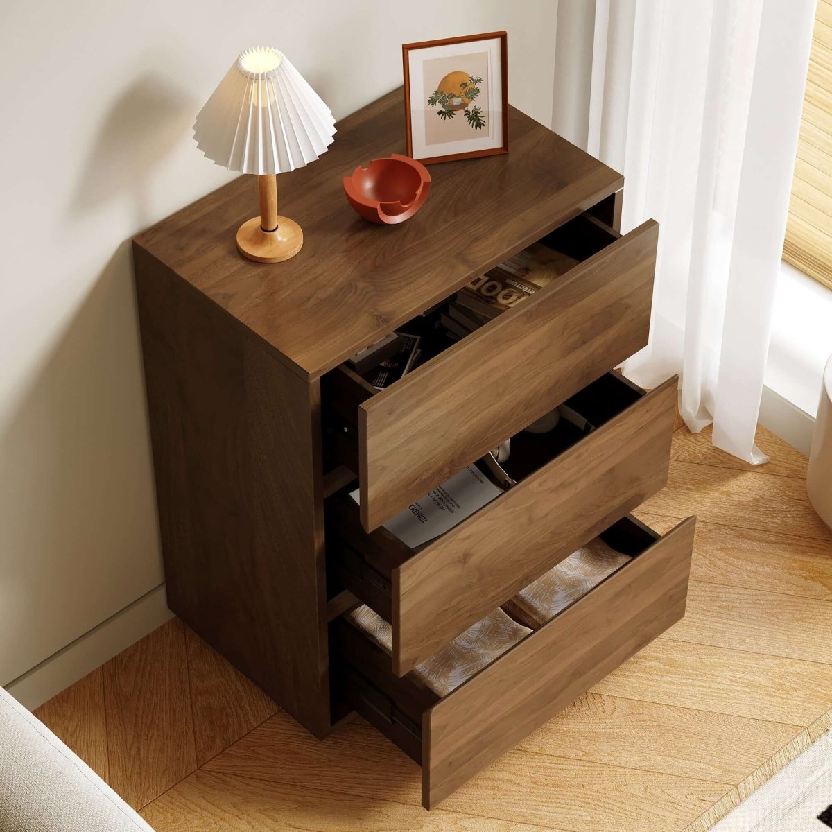 Cabinet S68 - FK - M001 Mid - Century Modern with 3 Drawers 23.62" - FamiDear