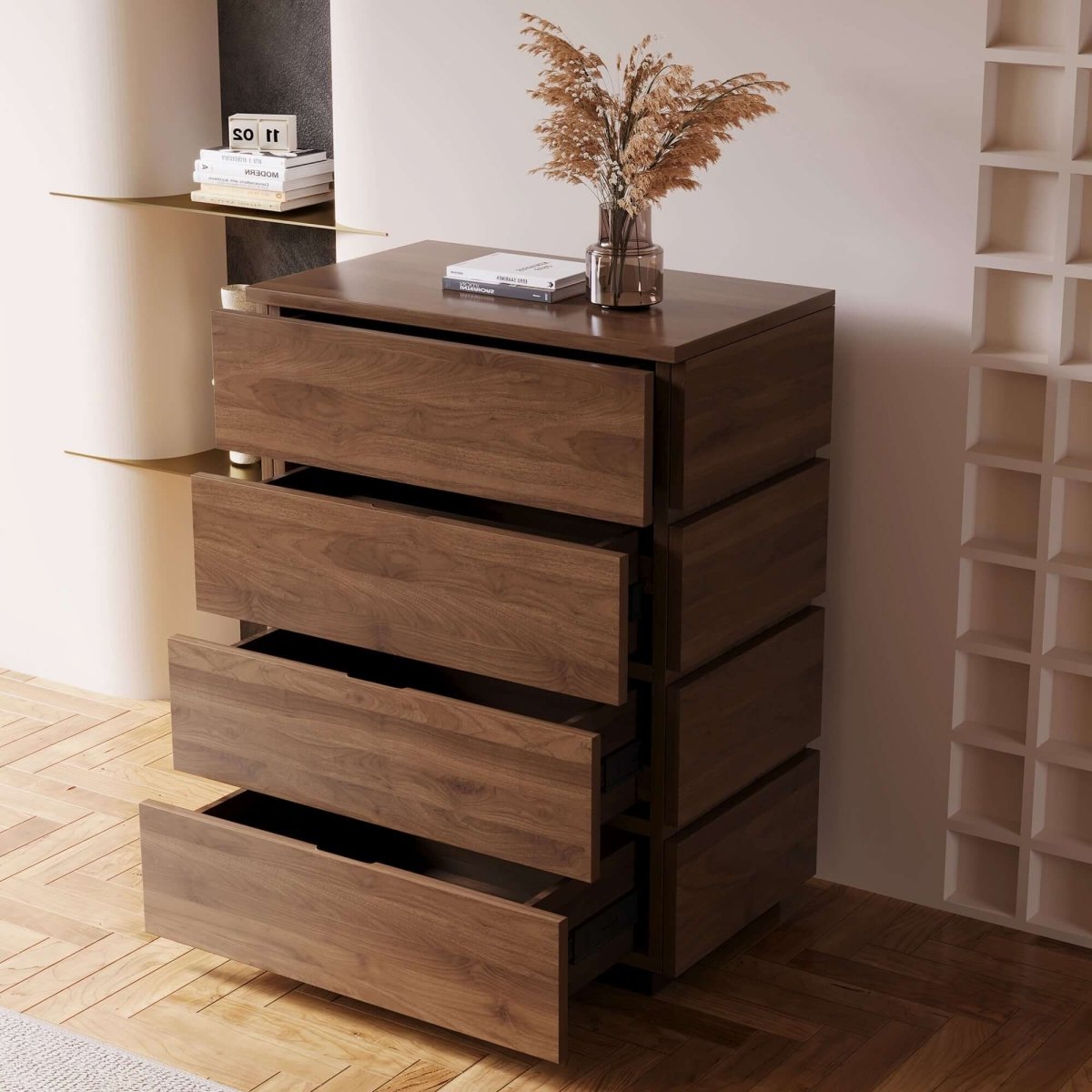 Cabinet S70 - FK - M001 Mid - Century Modern with 4 Drawers 21.65" - FamiDear