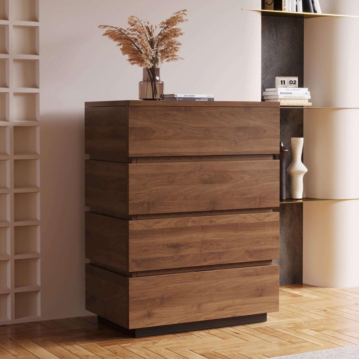 Cabinet S70 - FK - M001 Mid - Century Modern with 4 Drawers 21.65" - FamiDear