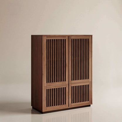 Cabinet S71 - FK - M001 Mid - Century Modern Wooden Slatted Door 4 - Door - FamiDear