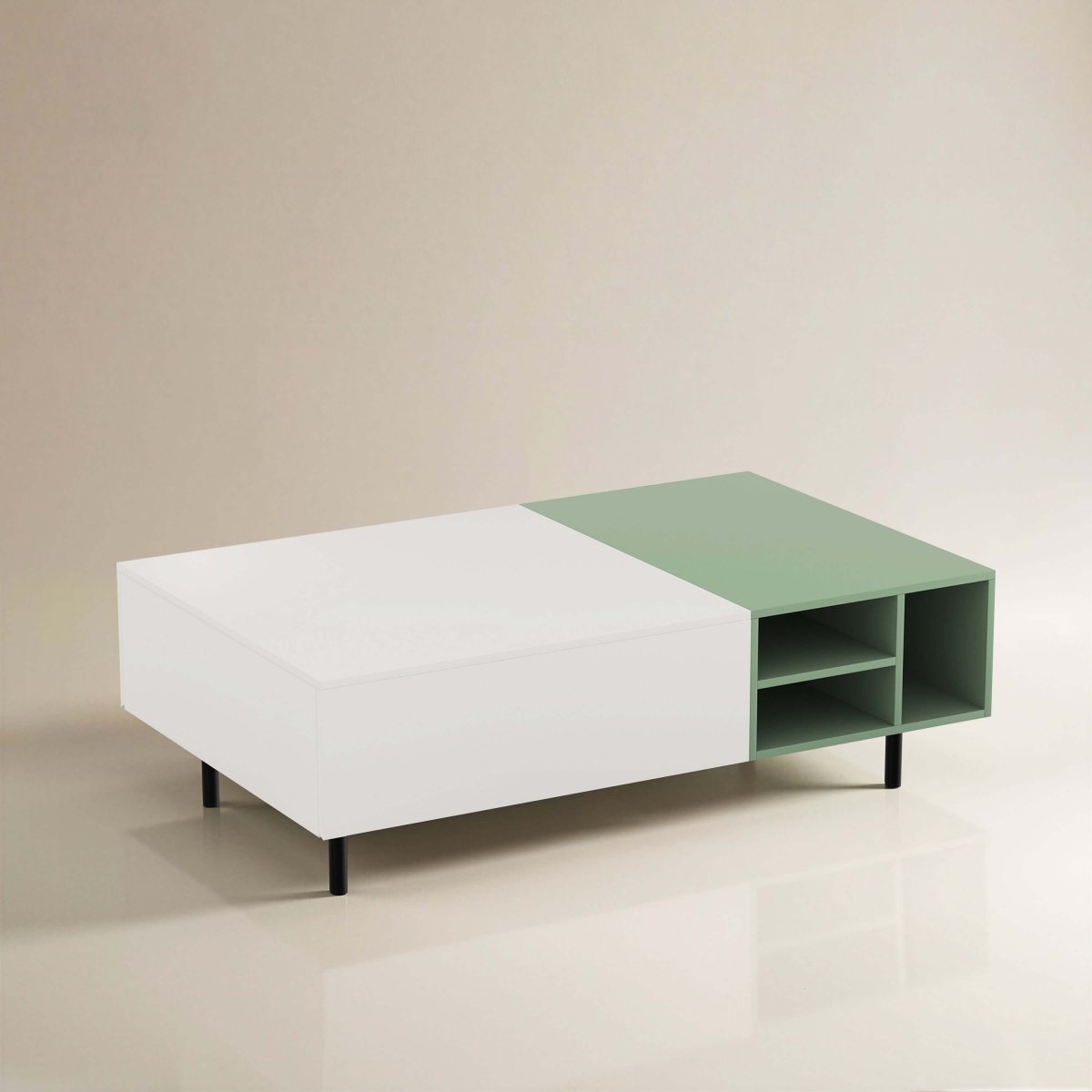 Coffee Table T34 - FK - M001 Modern Two - Tone Tabletop Spacious Storage 51.18" - FamiDear