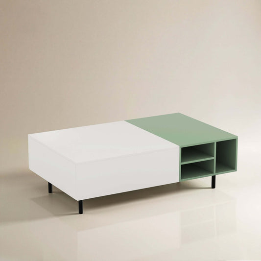 Coffee Table T34 - FK - M001 Modern Two - Tone Tabletop Spacious Storage 51.18" - FamiDear