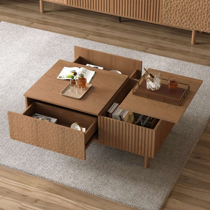 Coffee Table T35 - FK - M001 Mid - Century Modern Lift - Top Desk Adjustable Shelves - FamiDear