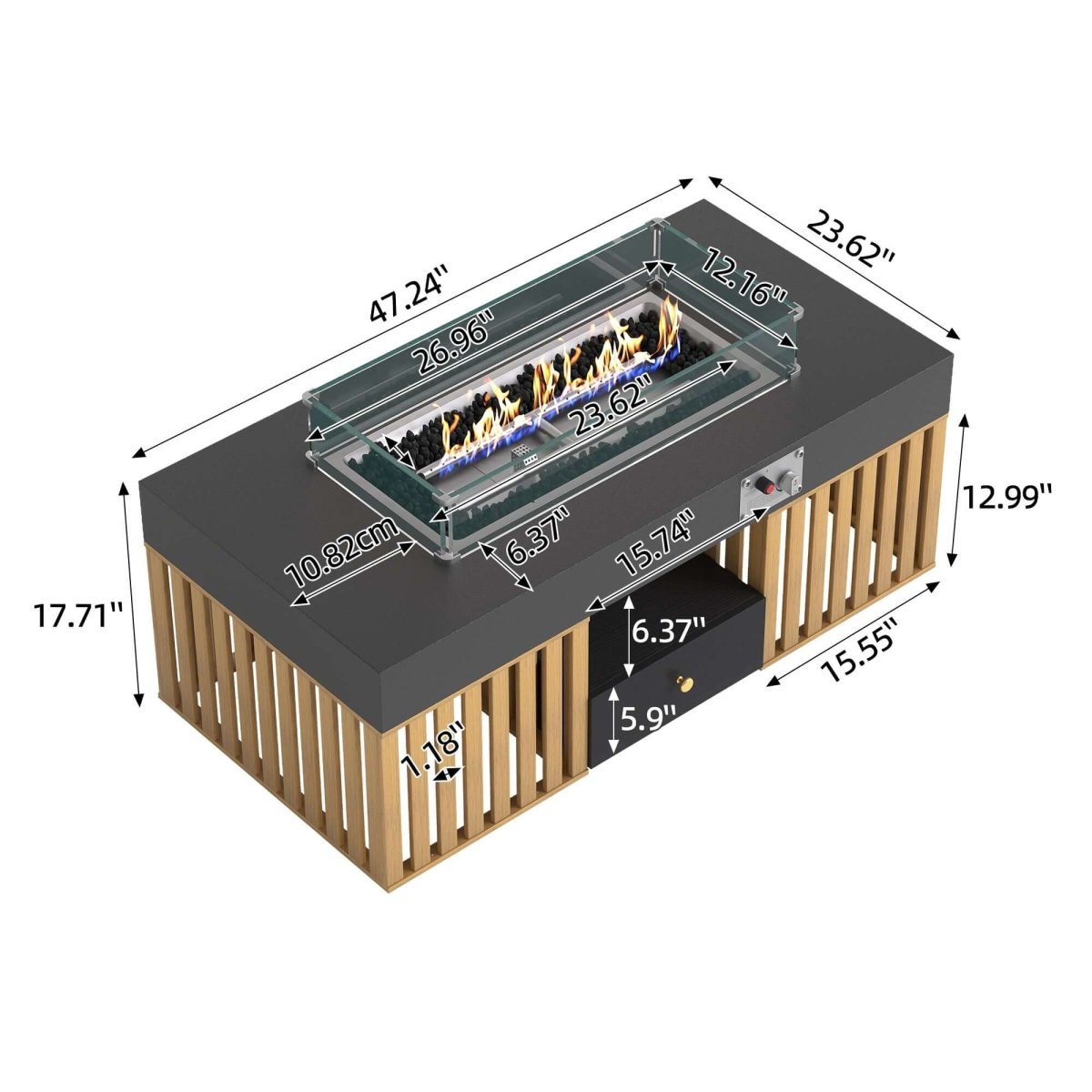Coffee Table T37 - FK - M001 Modern Outdoor Natural Gas Stove 47.24" - FamiDear