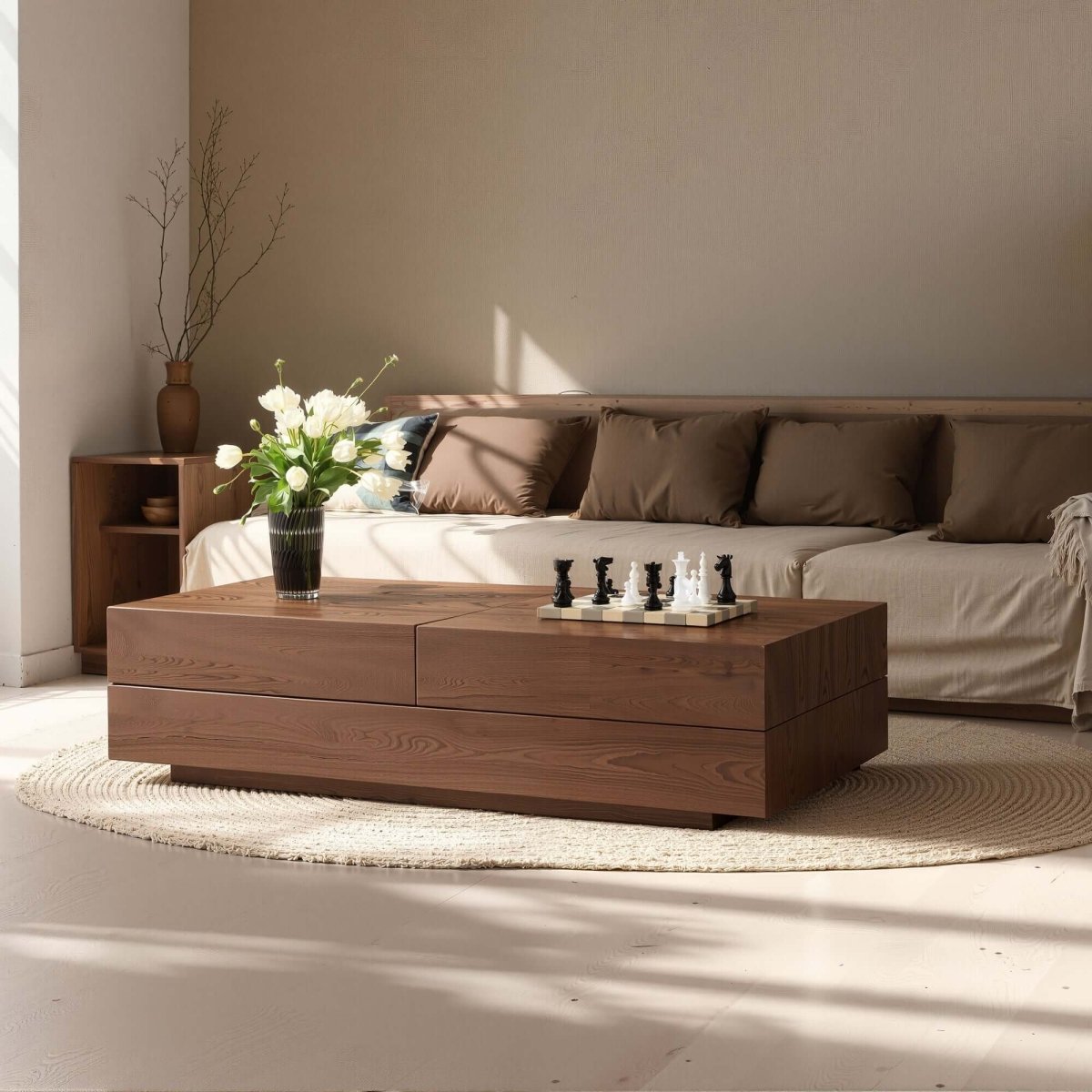 Coffee Table T38 - FK - M001 Mid - Century Spacious Storage Modern Adjustable Size 47.2" - 81.8" - FamiDear