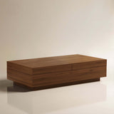 Mid-Century Modern Extendable Coffee Table 47"-82" Walnut Finish & Concealed Storage