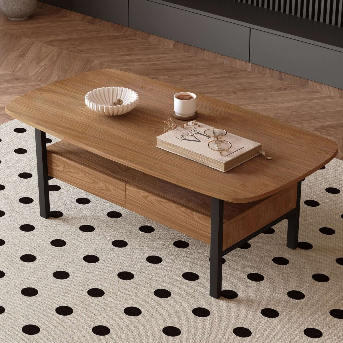 Coffee Table T41 - FK - M001 Mid - Century Modern Spacious Storage 47.2" - FamiDear