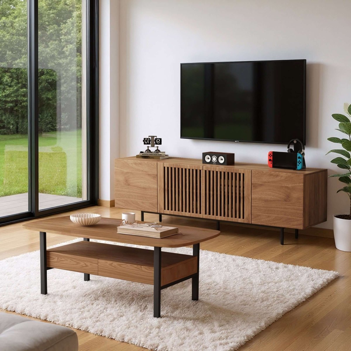 Coffee Table T41 - FK - M001 Mid - Century Modern Spacious Storage 47.2" - FamiDear