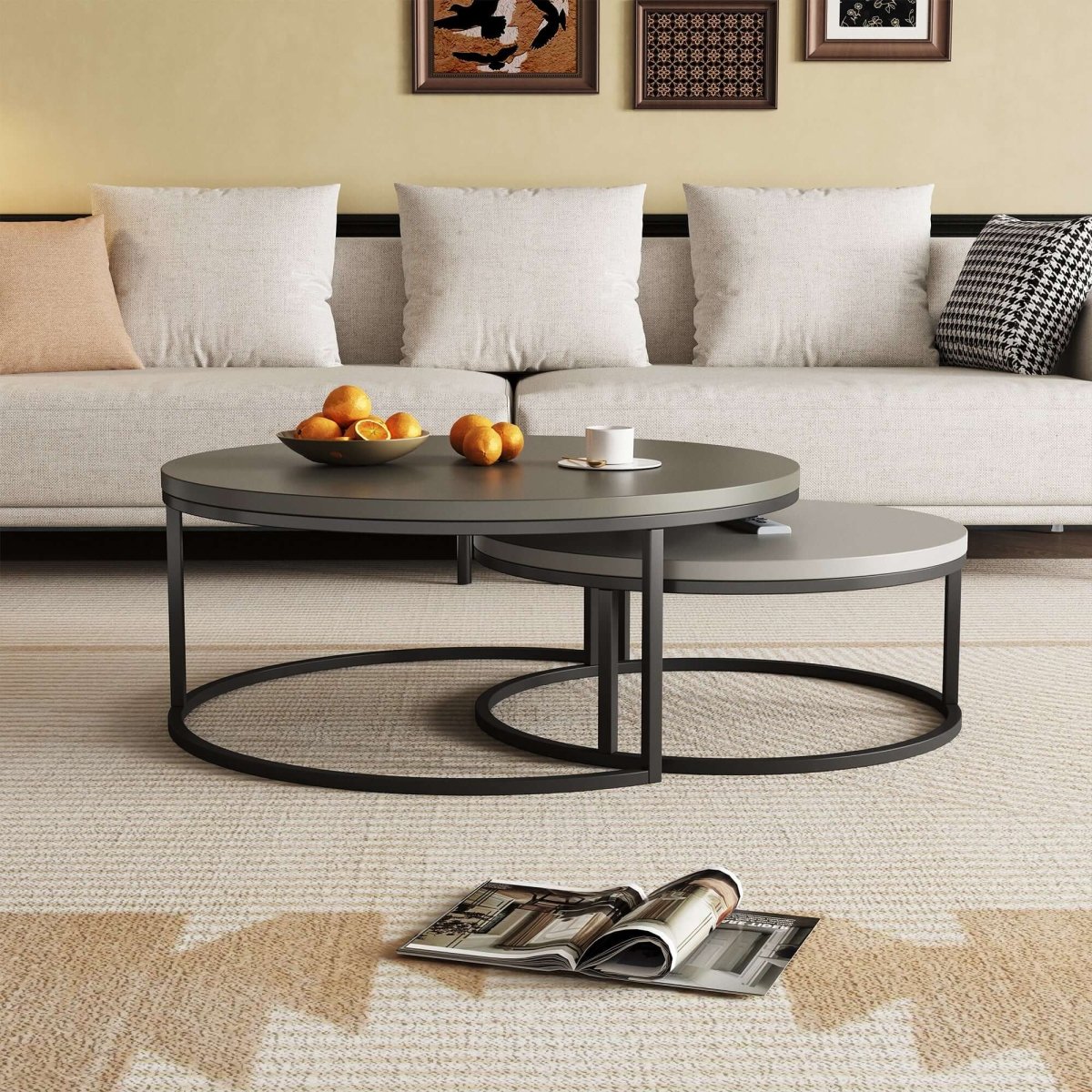 Coffee Table T42 - FK - M001 Modern Rotundity 55.2" (Set of 2) - FamiDear
