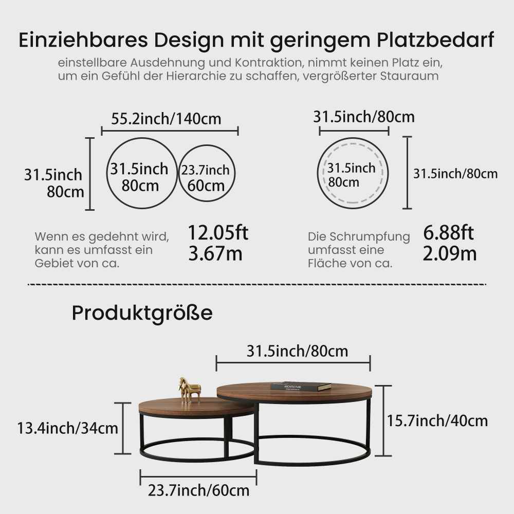 Coffee Table T42 - FK - M001 Modern Rotundity 55.2" (Set of 2) - FamiDear