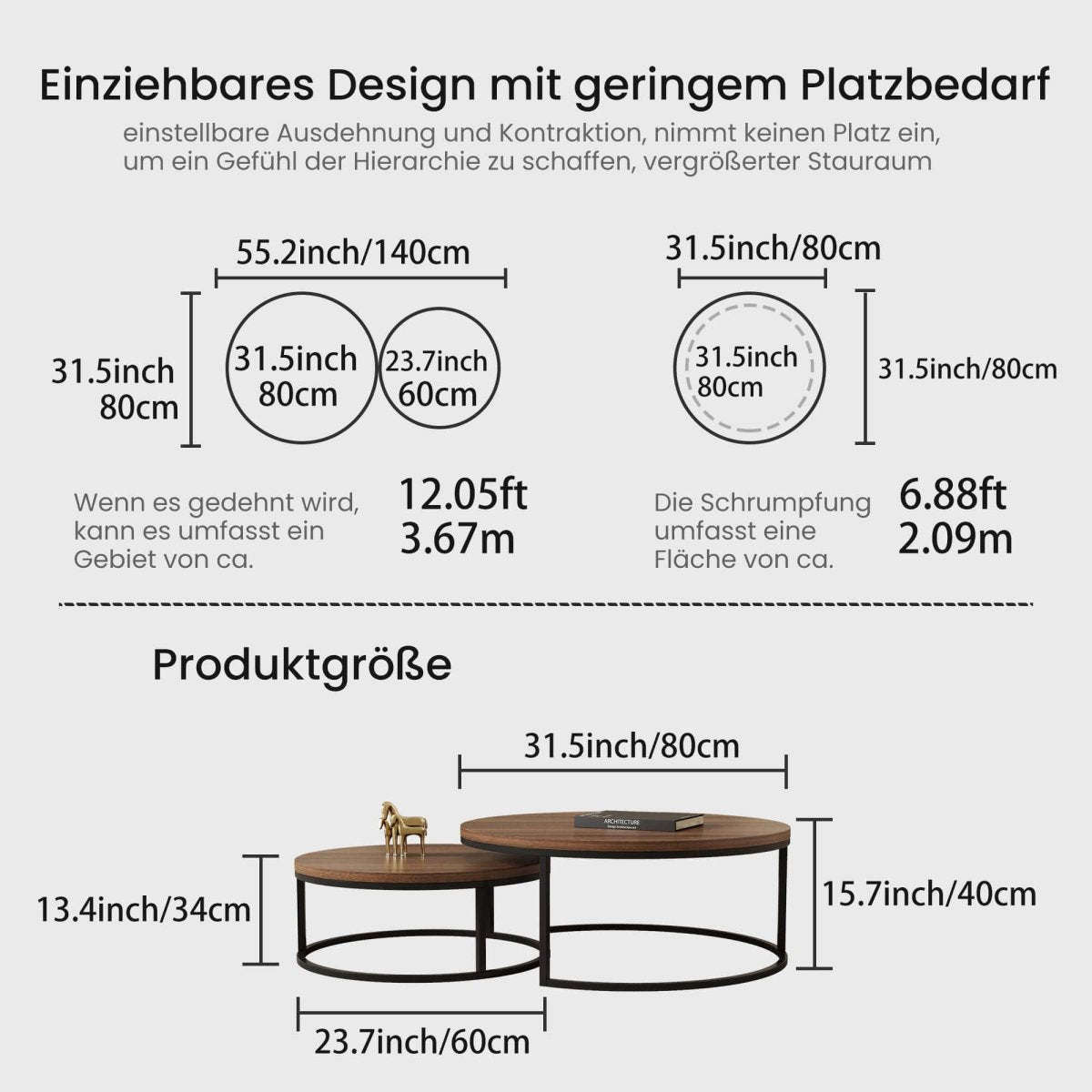 Coffee Table T42 - FK - M001 Modern Rotundity 55.2" (Set of 2) - FamiDear