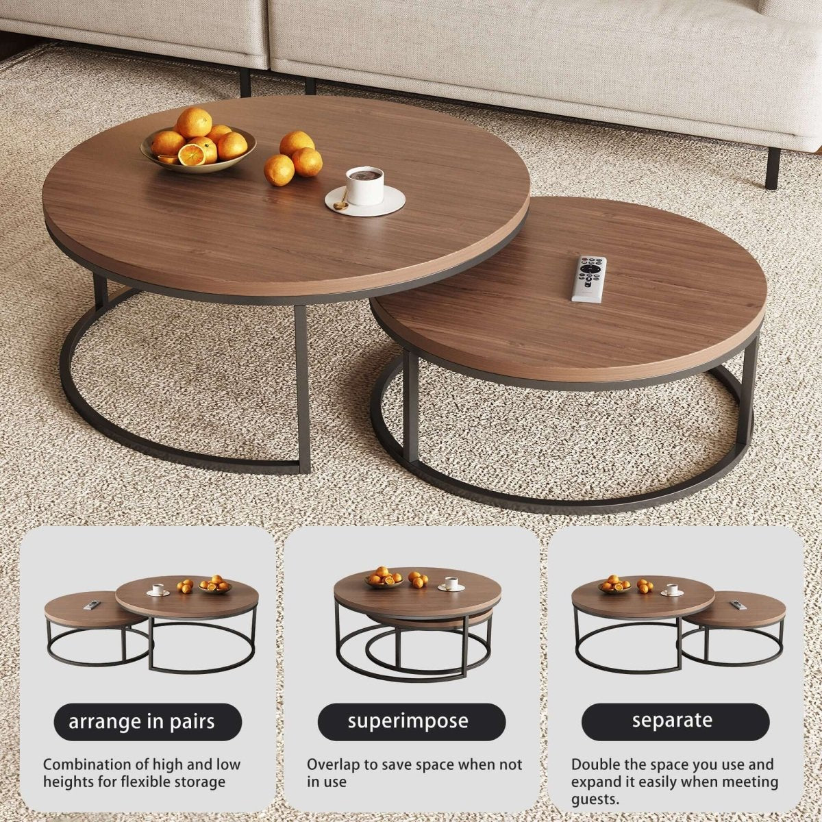 Coffee Table T42 - FK - M001 Modern Rotundity 55.2" (Set of 2) - FamiDear