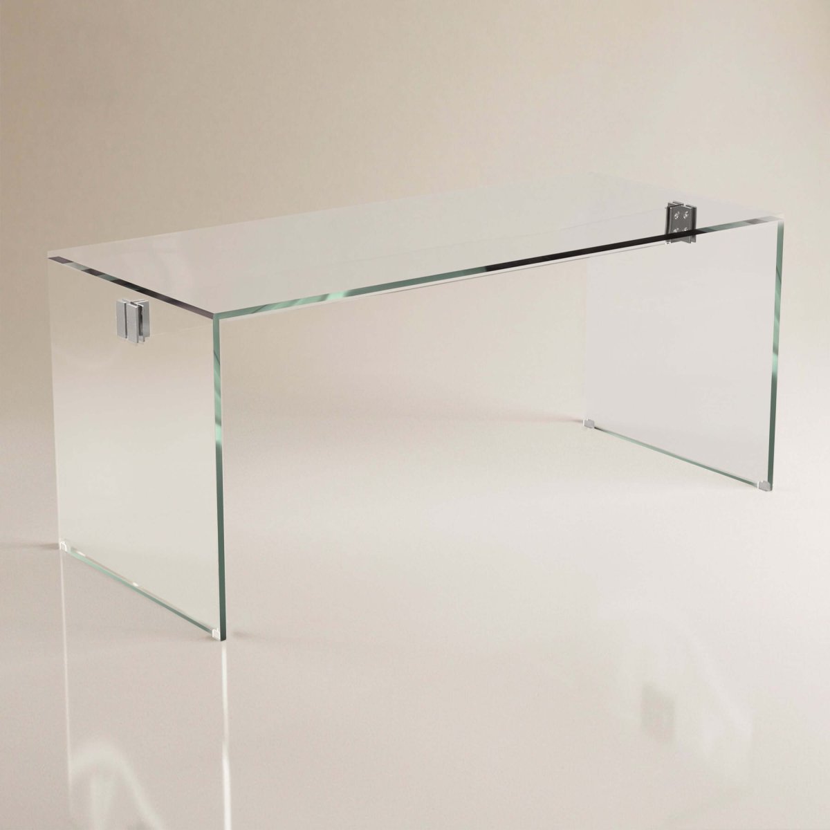 Desk D61 - FK - M001 Modern Tempered Glass Generous Tabletop Space 53.14" - FamiDear