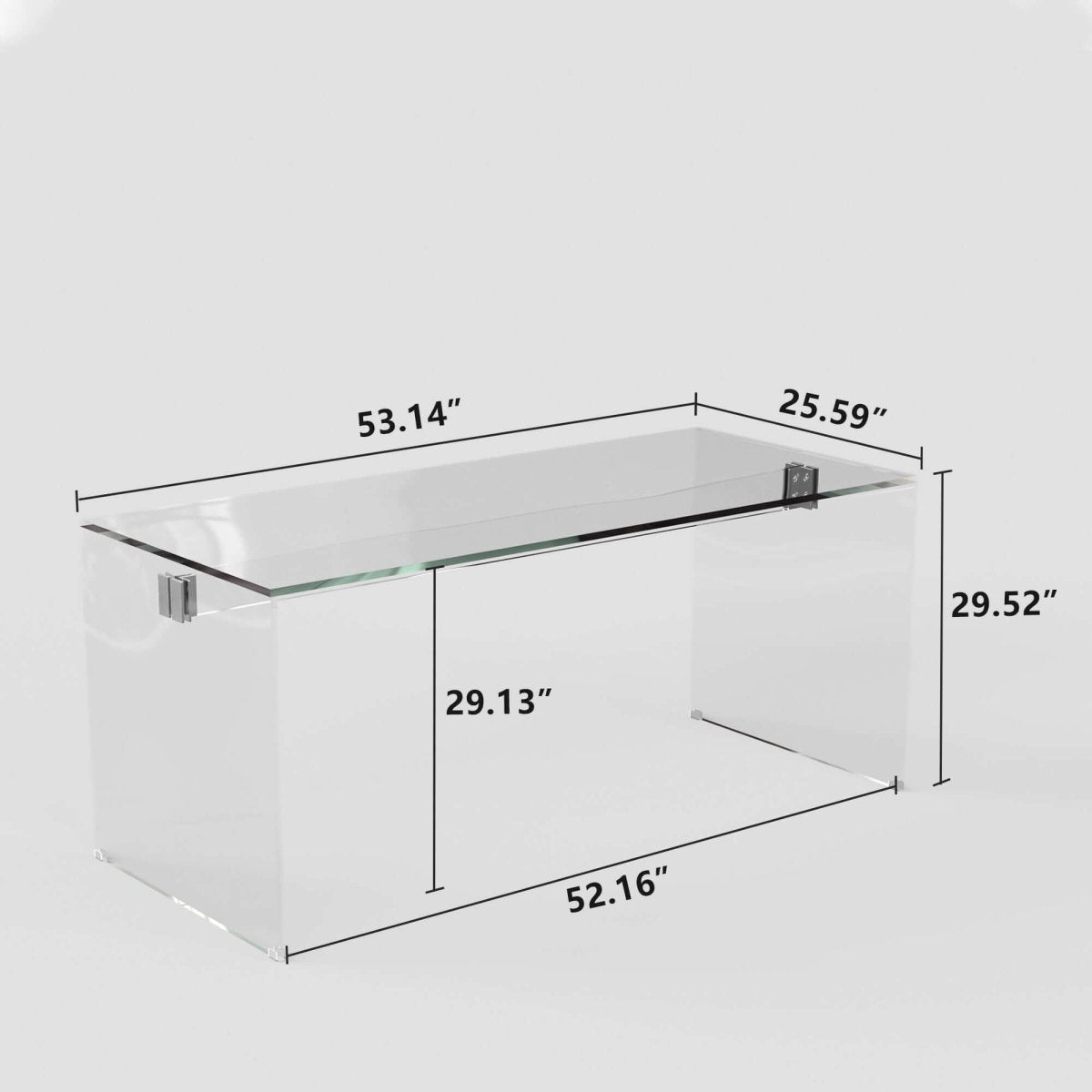 Desk D61 - FK - M001 Modern Tempered Glass Generous Tabletop Space 53.14" - FamiDear