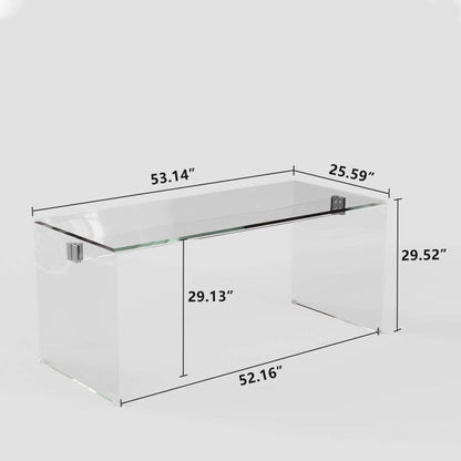Desk D61 - FK - M001 Modern Tempered Glass Generous Tabletop Space 53.14" - FamiDear