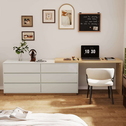 Desk D62 - FK - M001 Modern Swivel Desk Top Generous Tabletop Space 98.5" - FamiDear