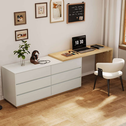 Desk D62 - FK - M001 Modern Swivel Desk Top Generous Tabletop Space 98.5" - FamiDear