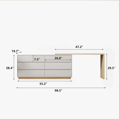 Desk D62 - FK - M001 Modern Swivel Desk Top Generous Tabletop Space 98.5" - FamiDear
