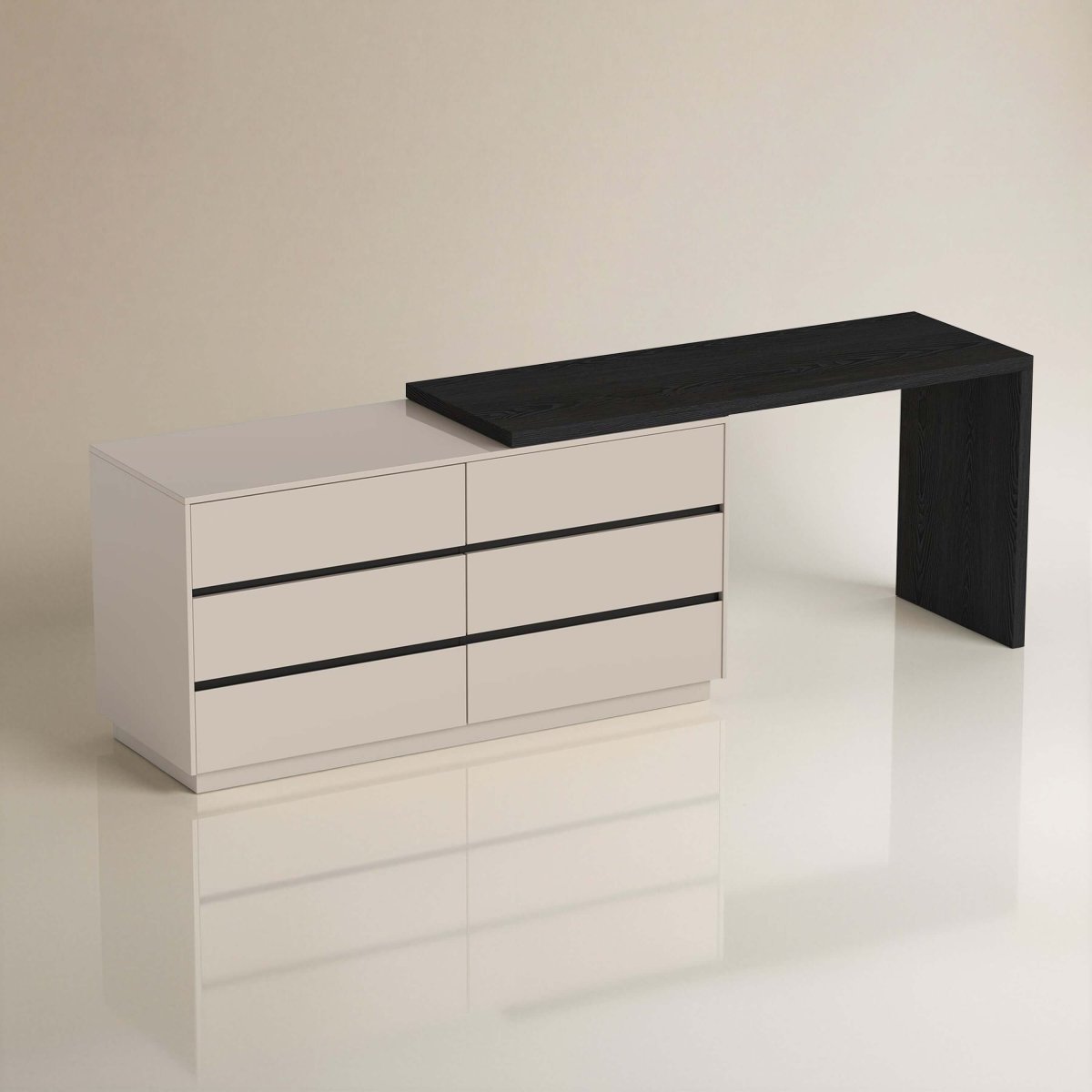 Desk D63 - FK - M001 Modern Extendable Swivel Desk Top 114.56" - FamiDear