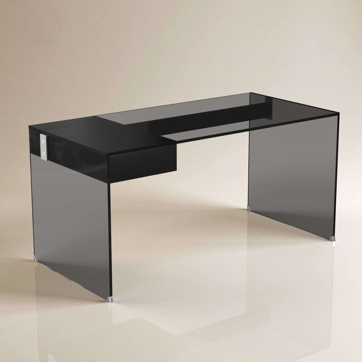 Desk D64 - FK - M001 Modern Tempered Glass Generous Tabletop Space 53.14" - FamiDear