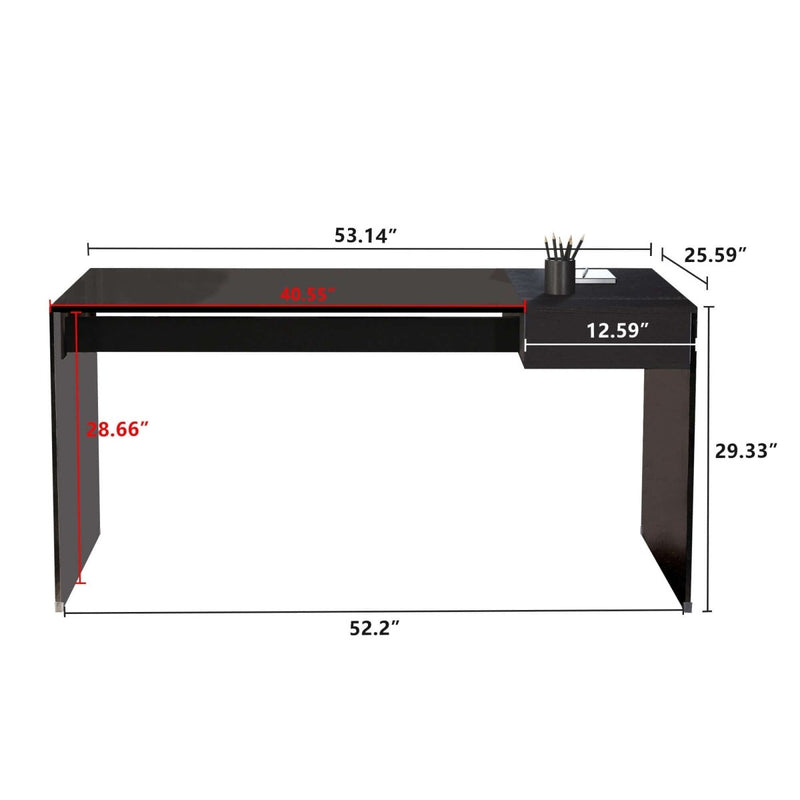 Desk D64 - FK - M001 Modern Tempered Glass Generous Tabletop Space 53.14" - FamiDear