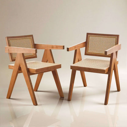 Dining Chair D54 - FK - M001 Mid - Century Modern Solid Wood Frame Mesh Backrest (Set of 2) - FamiDear