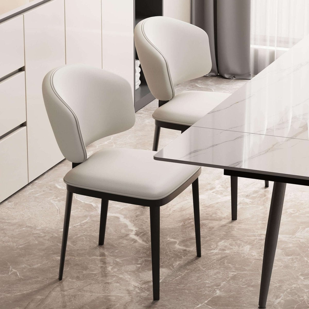 Dining Chair D55 - FK - M001 Modern Upholstered Seat (Set of 2) - FamiDear