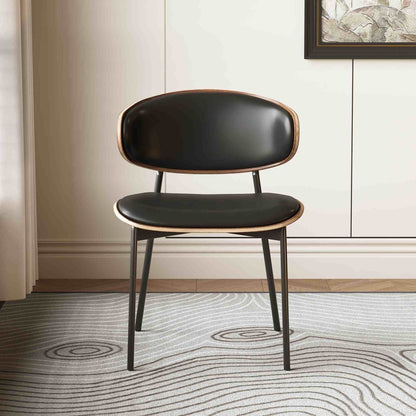 Dining Chair D56 - FK - M001 Mid - Century Modern Walnut Wood Upholstered Seat (Set of 2) - FamiDear