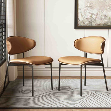 Dining Chair D56 - FK - M001 Mid - Century Modern Walnut Wood Upholstered Seat (Set of 2) - FamiDear