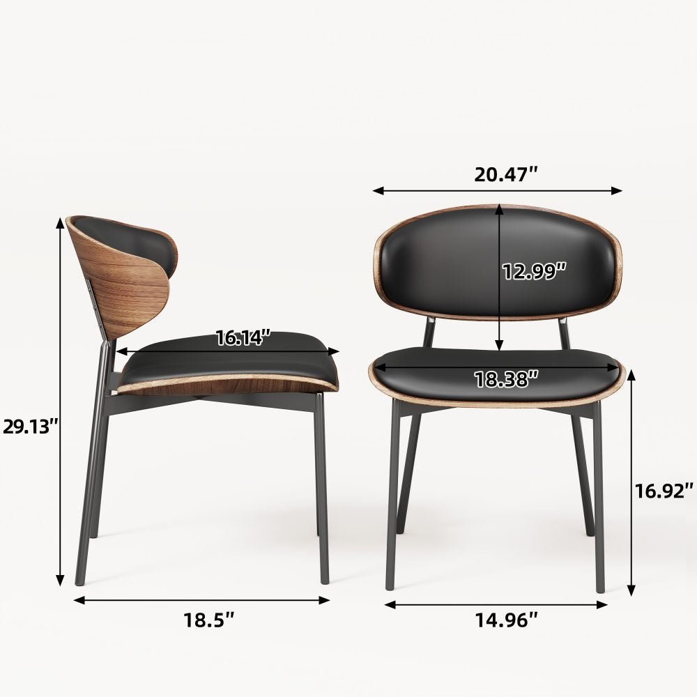 Dining Chair D56 - FK - M001 Mid - Century Modern Walnut Wood Upholstered Seat (Set of 2) - FamiDear