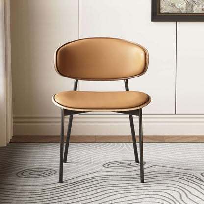 Dining Chair D56 - FK - M001 Mid - Century Modern Walnut Wood Upholstered Seat (Set of 2) - FamiDear