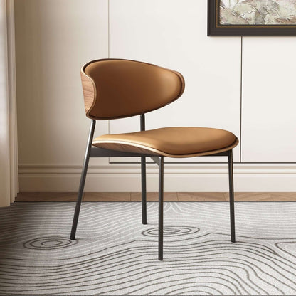 Dining Chair D56 - FK - M001 Mid - Century Modern Walnut Wood Upholstered Seat (Set of 2) - FamiDear