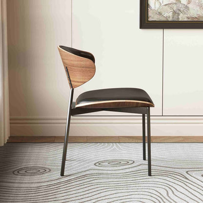 Dining Chair D56 - FK - M001 Mid - Century Modern Walnut Wood Upholstered Seat (Set of 2) - FamiDear