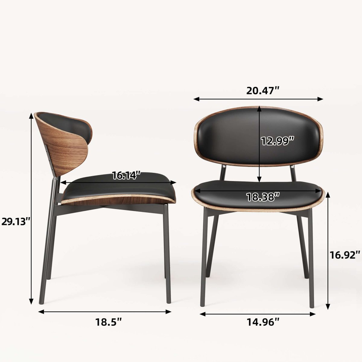 Dining Chair D56 - FK - M001 Mid - Century Modern Walnut Wood Upholstered Seat (Set of 2) - FamiDear