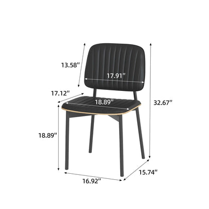 Dining Chair D58 - FK - M001 Modern Black Leather And Metal Legs (Set of 2) - FamiDear